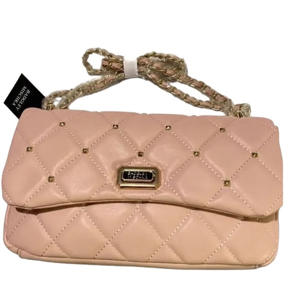 NWT 🚫CallOuts🚫Badgley Mishka Pink Blush Quilted Crossbody with studs - Picture 2 of 14
